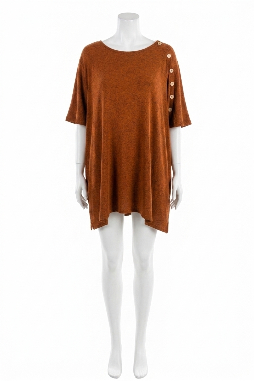 NEW FRENCH KYSS relaxed button detail poncho in mocha